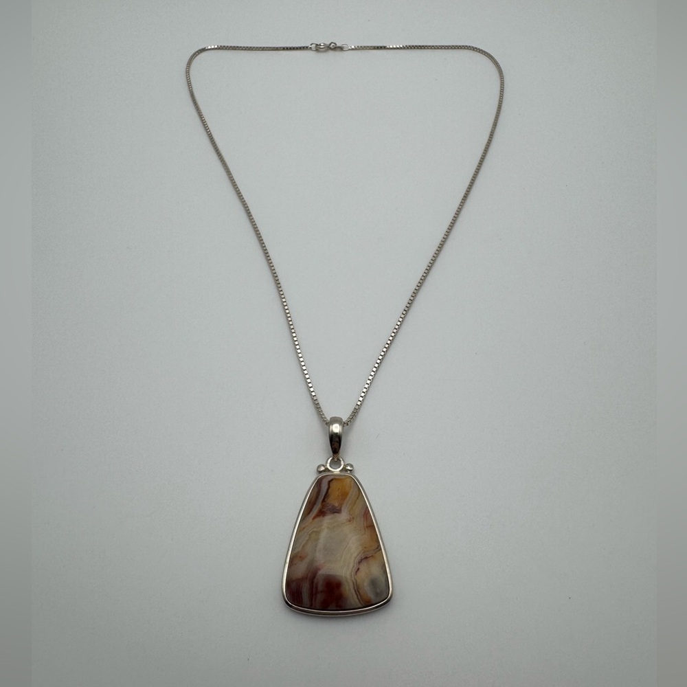 Sterling Silver 925 Geometric Gemstone Necklace - Picture 2 of 5